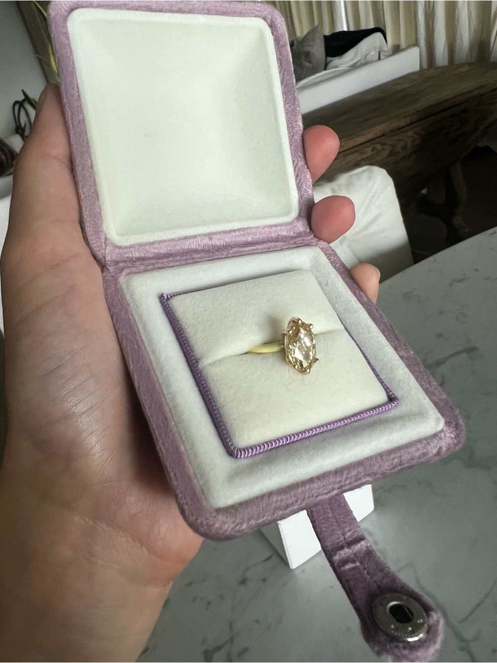 Emerald Holiday Lab Grown Yellow Oval diamond pinky ring comes with Igi cert - Picture 2 of 5
